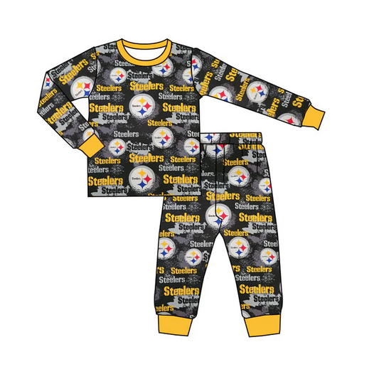 Custom long sleeves yellow top pants boys team pajamas D 4.23