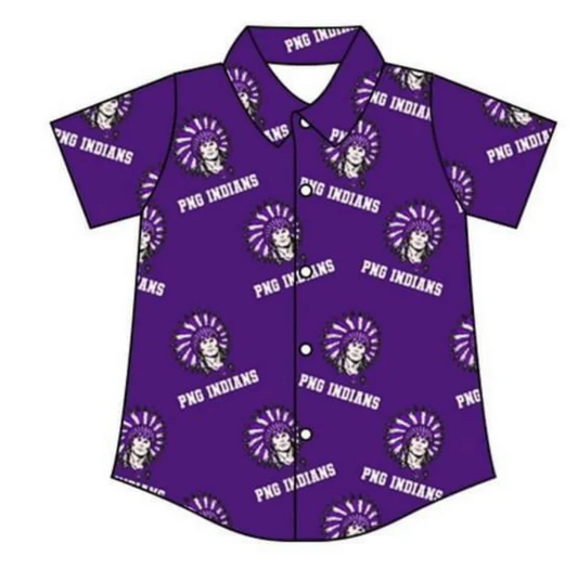 Custom purple short sleeves boys button down team shirt D 4.23