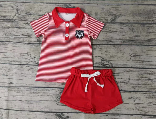 Custom Aug G red stripe polo shirt shorts boys team clothes D 4.24