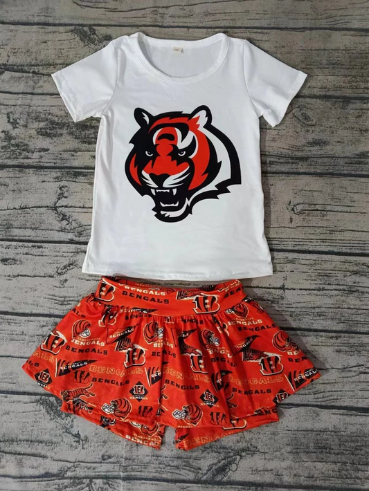 Custom short sleeves white top skort girls team clothes  D 4.25