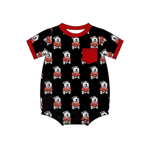 Custom red pocket G dog baby kids team romper D 4.25