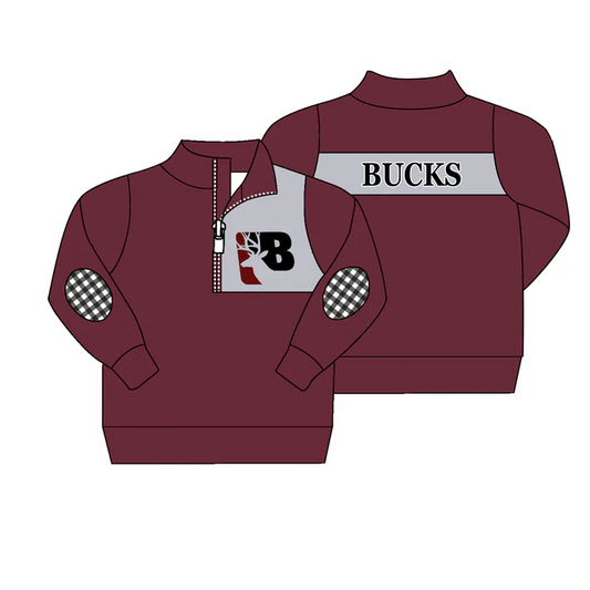 Custom plaid maroon B kids boys team pullover D 4.26
