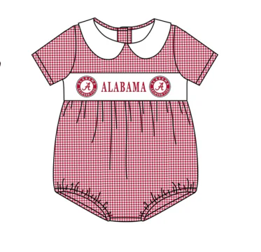 Custom short sleeves plaid A baby boys team romper D 4.26
