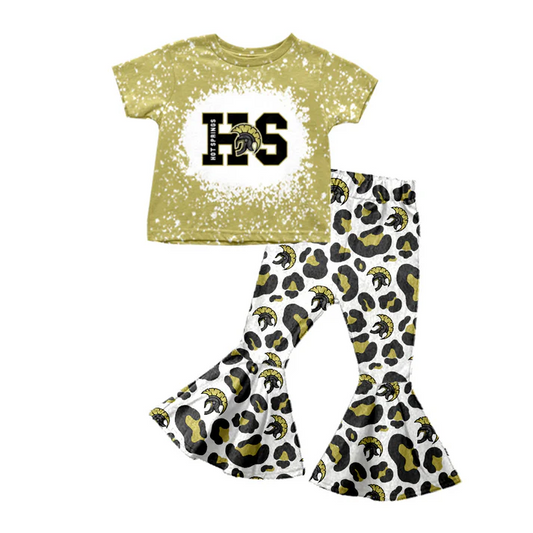Custom bleached H S top leopard pants girls team clothes D 4.26