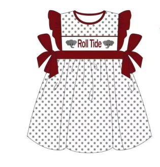 Custom polka dots flutter sleeves elephant girls team dress D 4.26