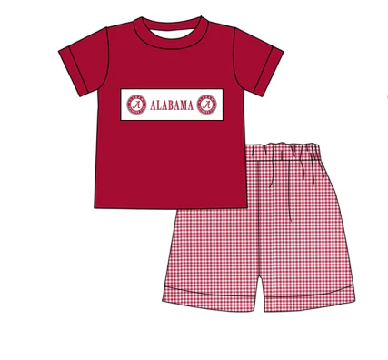 Custom short sleeves A top plaid shorts boys team clothes D 4.26