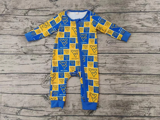 Custom long sleeves W V baby kids zipper team romper D 4.26