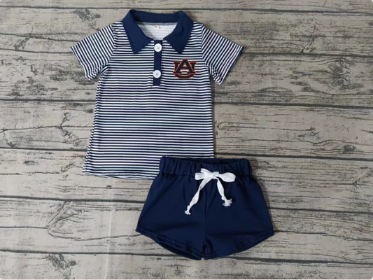 Custom stripe A U polo shirt shorts boys team clothes D 4.26