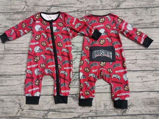 Custom long sleeves O baby kids team zipper romper D 4.26