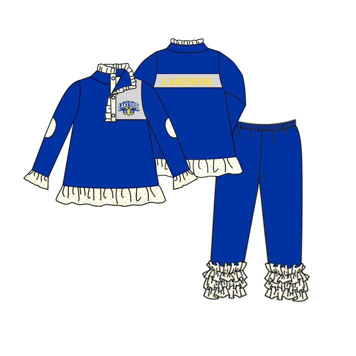 Custom blue pullover ruffle icing leggings girls team clothes D 4.26