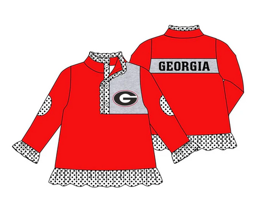 Custom  red polka dots G baby girls team pullover D 4.26
