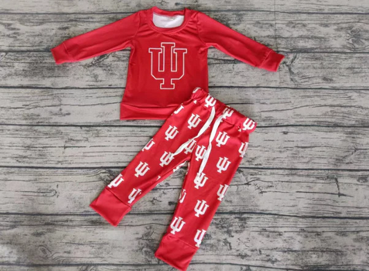 Custom red long sleeves top pants kids team pajamas D 4.26