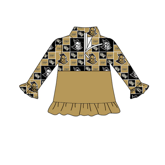 Custom U C F ruffle long sleeves kids girls team zipper pullover D 4.28