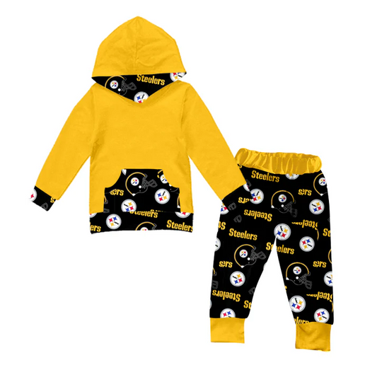 Custom yellow hoodie pants kids boy team clothes D 4.28