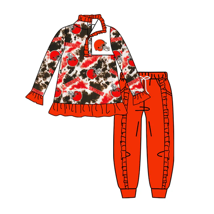 Custom orange tie dye pullover pants girls team outfits D 4.28