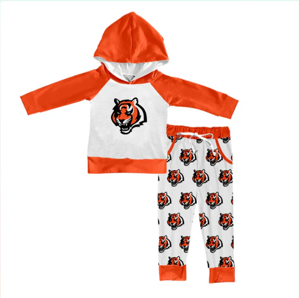 Custom orange tiger hoodie pants boys team clothes D 4.28