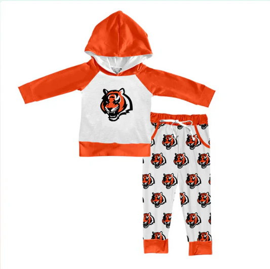 Custom orange tiger hoodie pants boys team clothes D 4.28