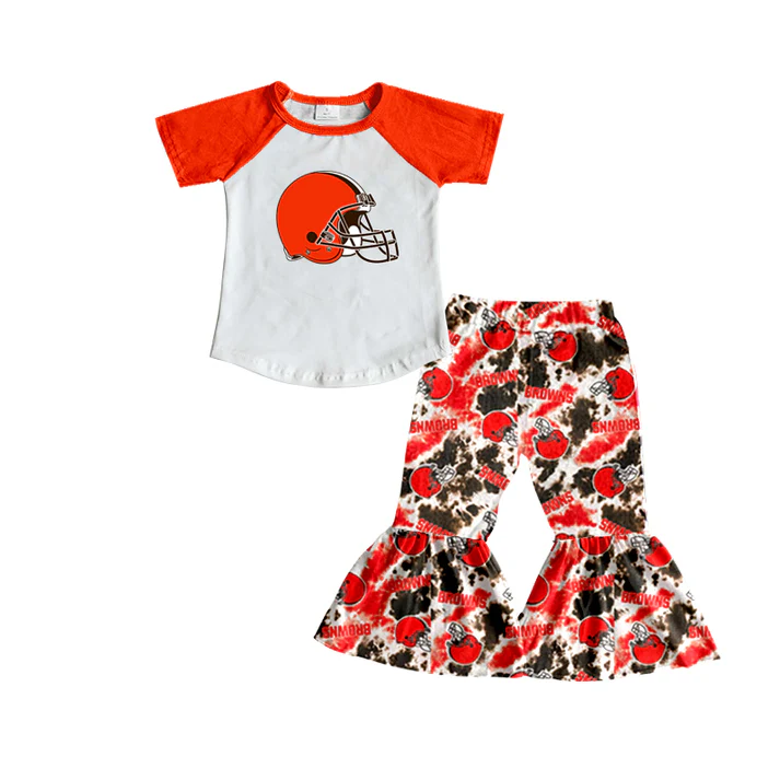 Custom orange raglan top tie dye pants girls team outfits D 4.29
