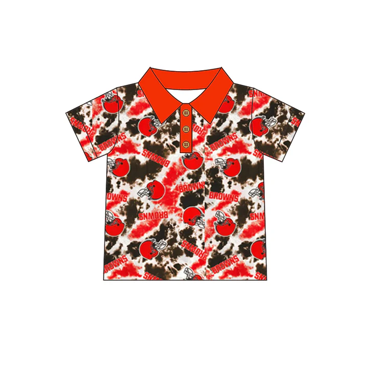 Custom short sleeves orange tie dye kids boys polo team shirt D 4.29