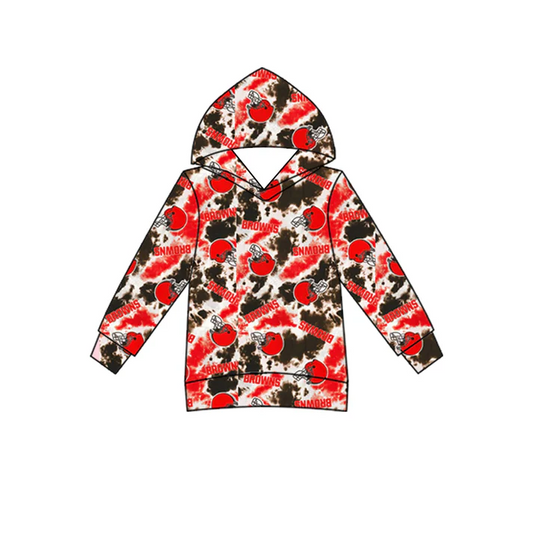 Custom Orange tie dye long sleeves kids team zipper pullover D 4.29