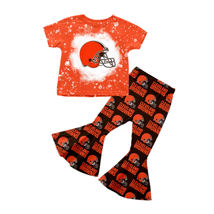 Custom bleached top black orange pants girls team clothes D 4.29