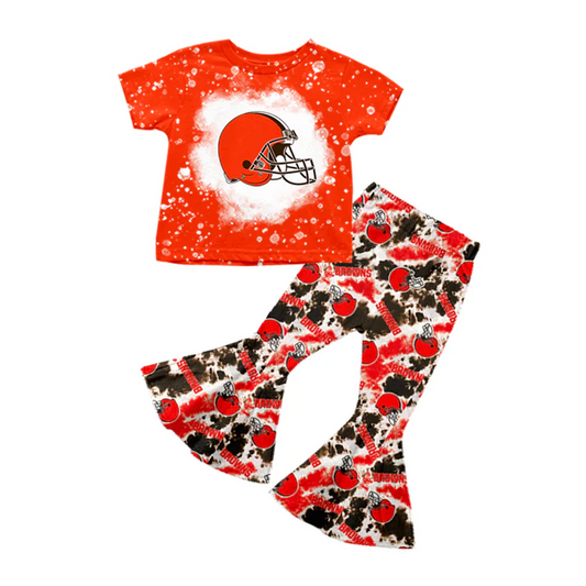 Custom Orange bleached top tie dye pants girls team clothes D 4.29