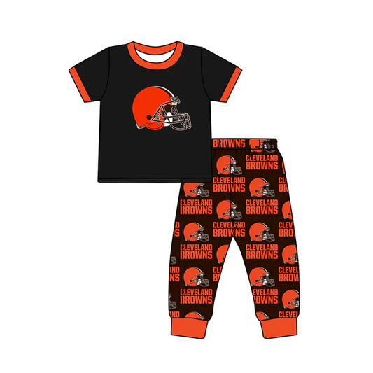 Custom short sleeves top orange black pants boys team clothes D 4.29