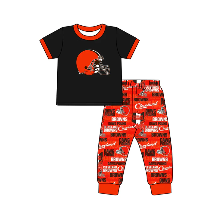 Custom black top orange pants boys team clothes D 4.29