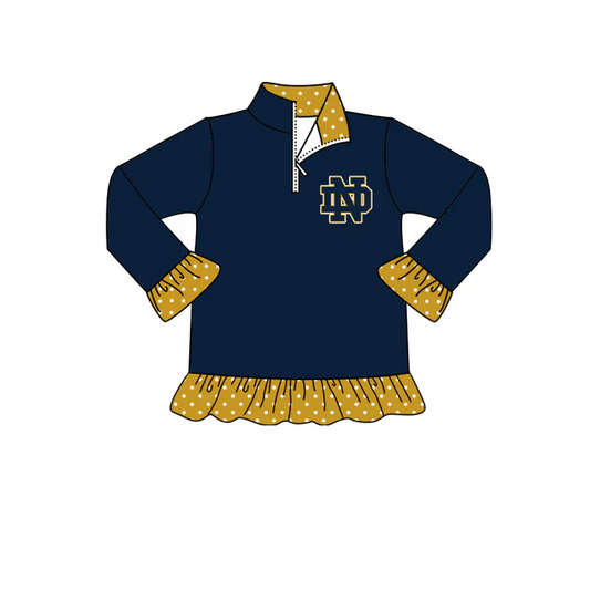 Custom long sleeves N D navy kids girls zip pullover D 4.29