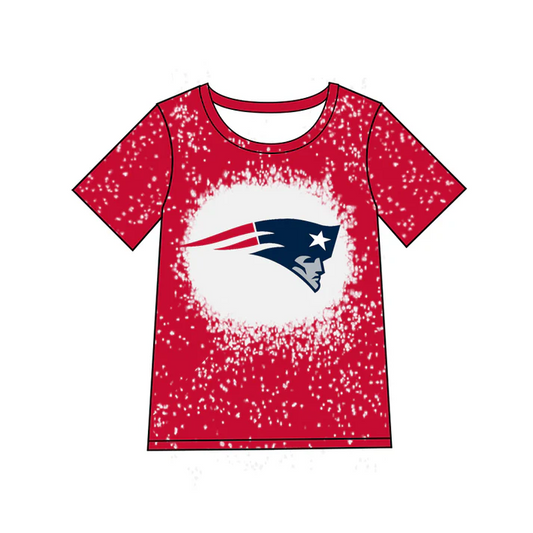 Custom red short sleeves bleached team shirt D 4.30