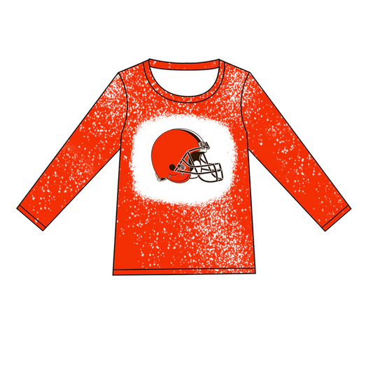 Custom orange long sleeves bleached team shirt D 4.30