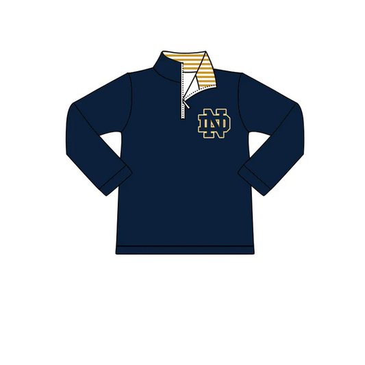 Custom long sleeves N D navy kids boys zip pullover D 4.30