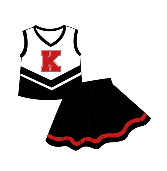 Custom K black sleeveless top skirt girls team set D 4.30