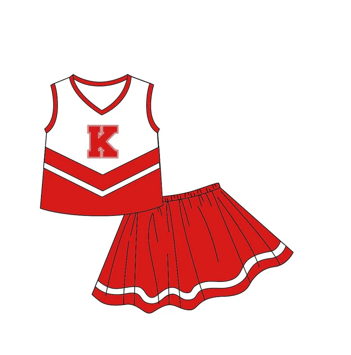 Custom K red sleeveless top skirt girls team set D 4.30