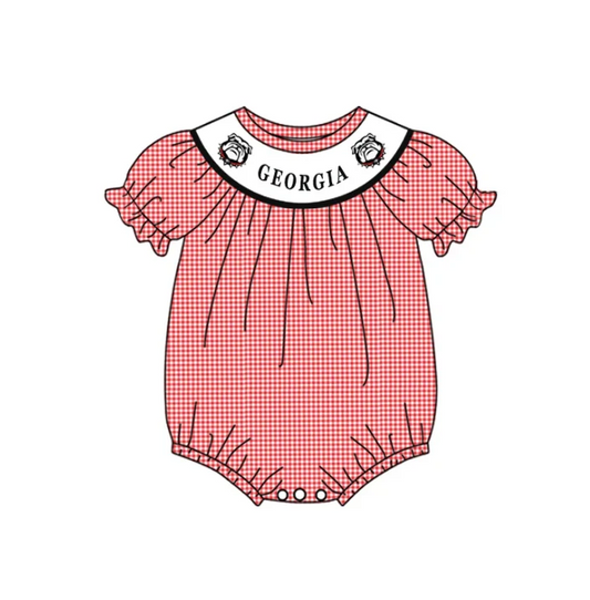 Custom short sleeves plaid G baby girls team romper D 4.26