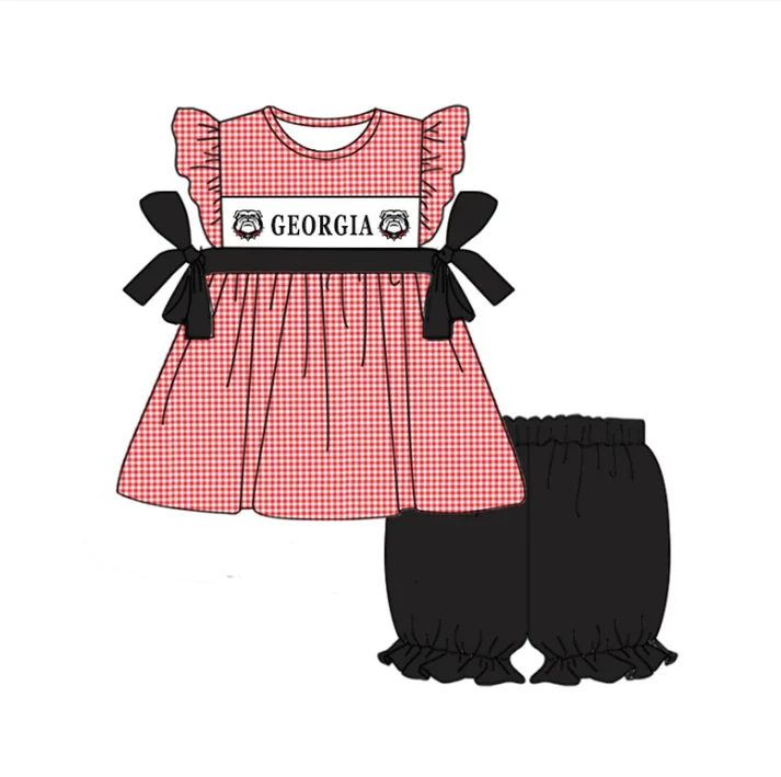 Custom plaid G dog tunic black shorts girls team outfits D 4.30