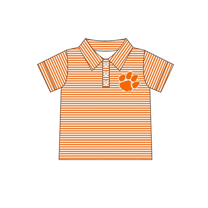 Custom orange stripe short sleeves boys team polo shirt D 4.30