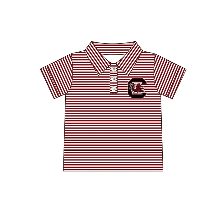 Custom maroon stripe short sleeves boys team polo shirt D 4.30