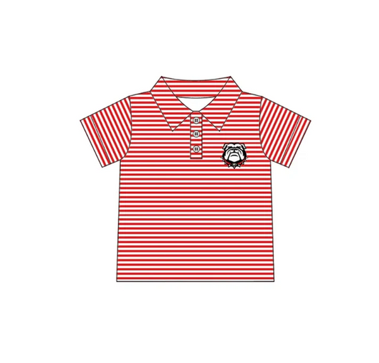 Custom red stripe dog kids boys team polo shirt D 4.30