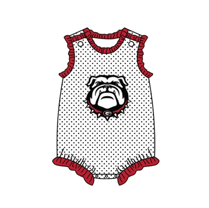 Custom Sleeveless polka dots G baby girls team romper D 4.30