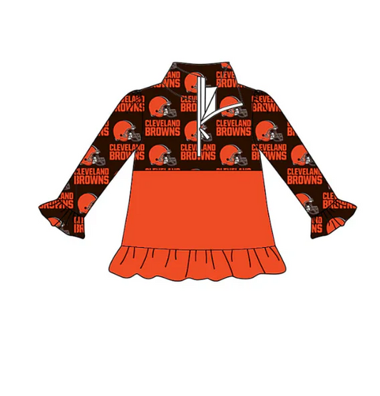 Custom orange black ruffle long sleeves girls team pullover D 4.30