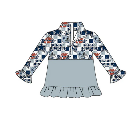 Custom cowboys ruffle long sleeves girls team pullover D 4.30