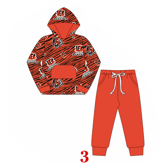 Custom B orange hoodie pants kids boys team outfits D 4.30