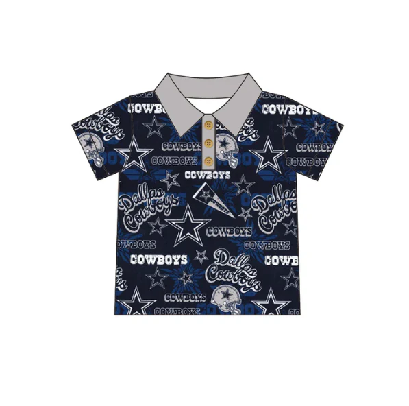 Custom short sleeves blue cowboy team polo shirt