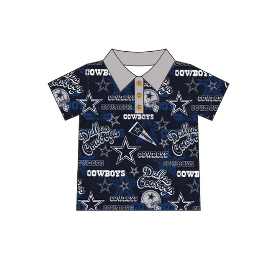 Custom short sleeves blue cowboy team polo shirt