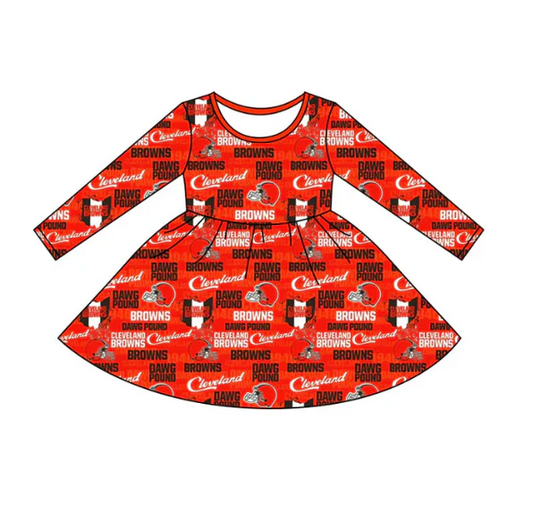 Custom long sleeves orange B baby girls team dress D 4.30