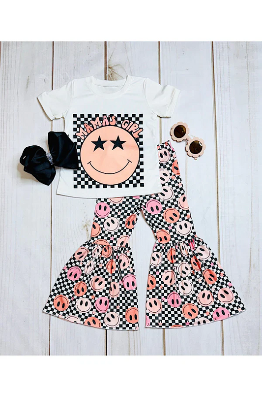 Custom Baby Girls Mama's Girl Bell Pants Clothes Sets D 5.7