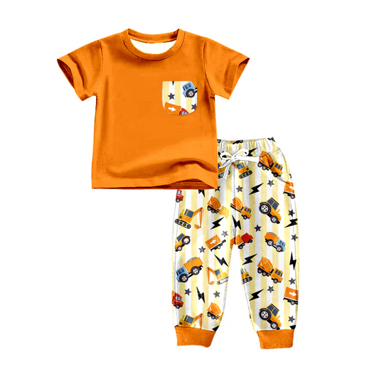 Custom Baby Boys Pocket Shirt Construction Pants Clothes Sets D 5.7