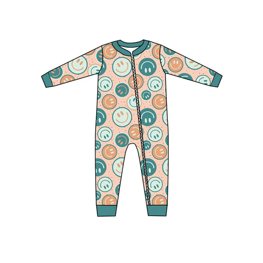 Custom Baby Kids Smile Long Sleeve Zip Rompers D 5.7