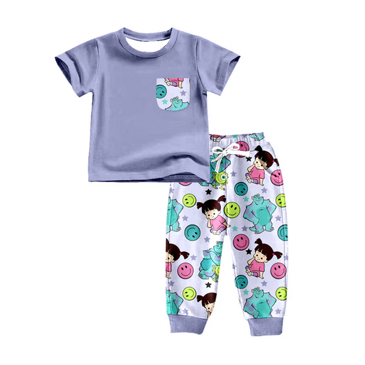 Custom Baby Girls Purple Ghost Clothes Sets D 5.7